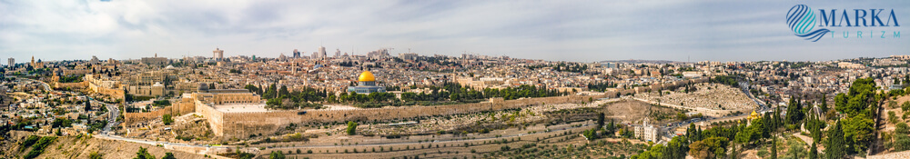 kudüs kuş bakışı - zeytin dağından kudüs manzarası 